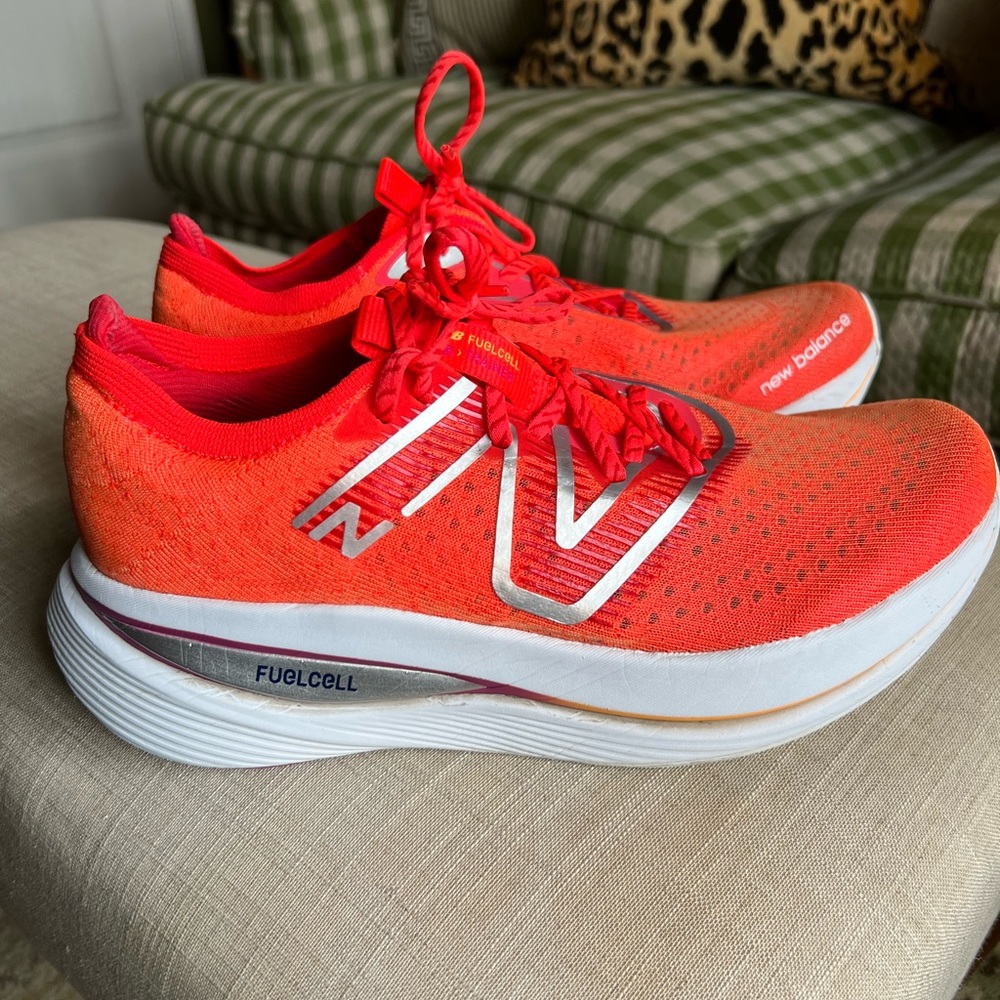 New Balance Electric Red & Silver Metallic FuelCell SuperComp Trainer, Size 10.5